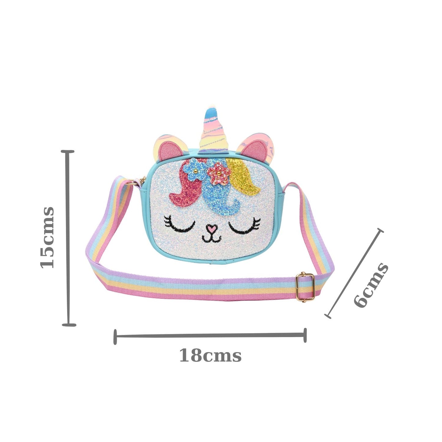 Unicorn Glitter Sling Bag - Blue