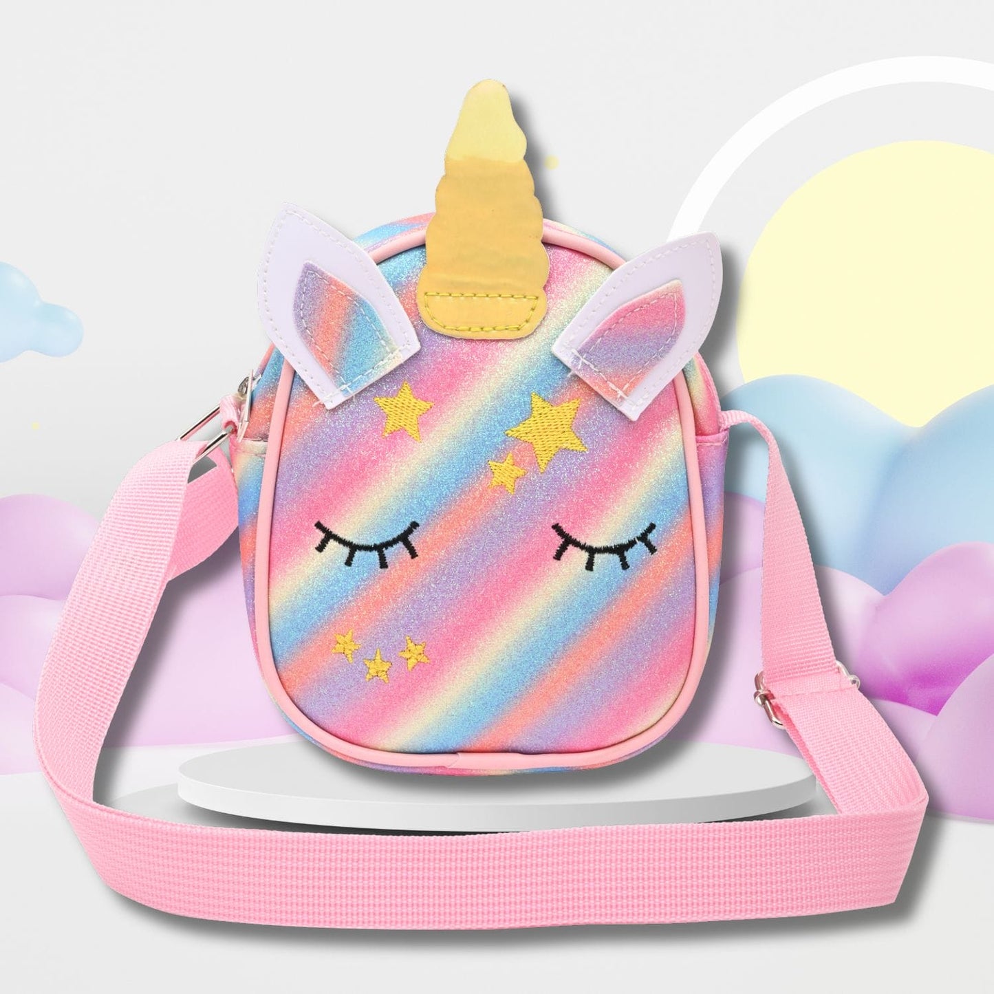 Unicorn Glitter Sling Bag - Light Pink