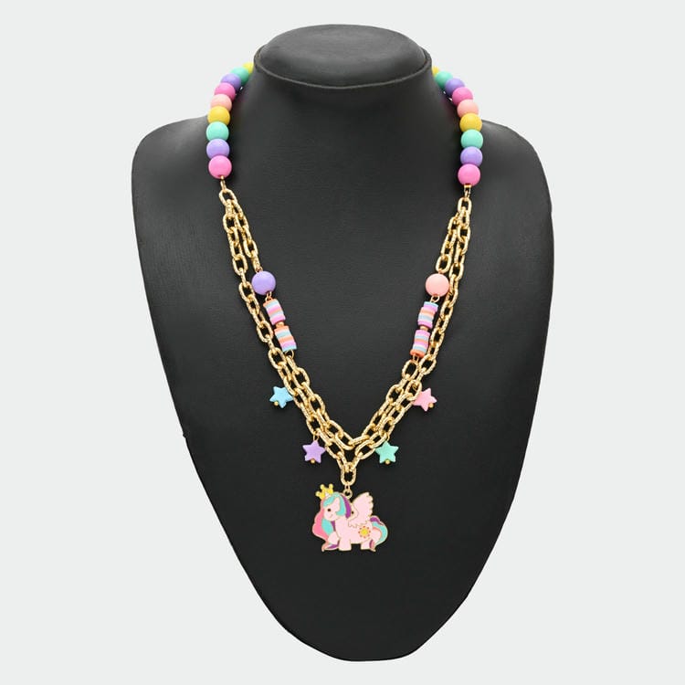 Unicorn Charm Layered Chain Necklace