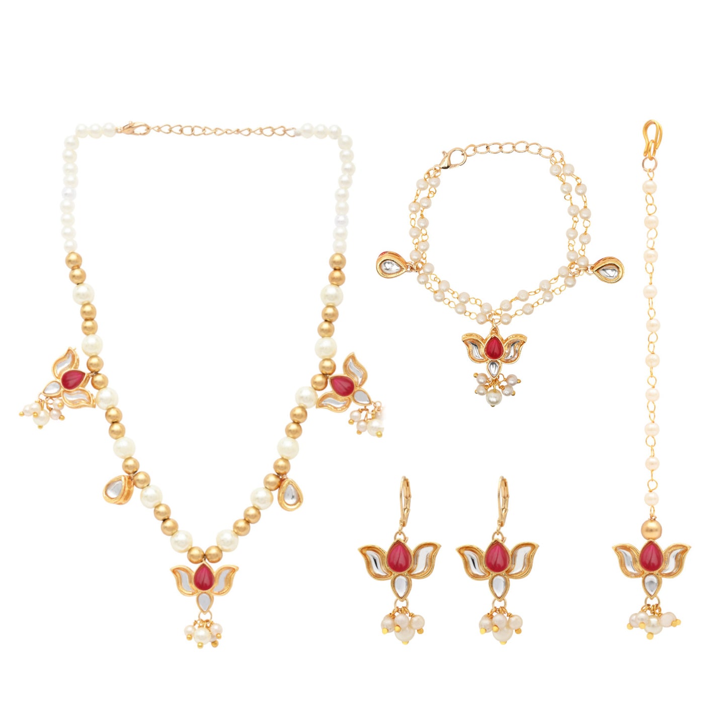 Kundan Lotus Jewellery Set for Girls