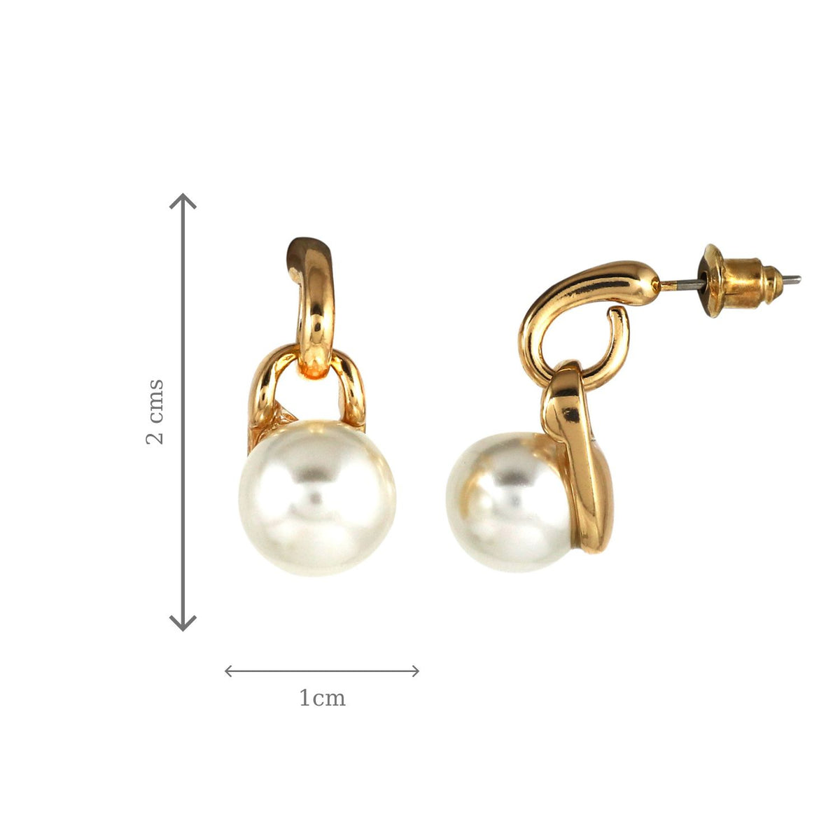 Gold Tone Pearl Drop Earrings