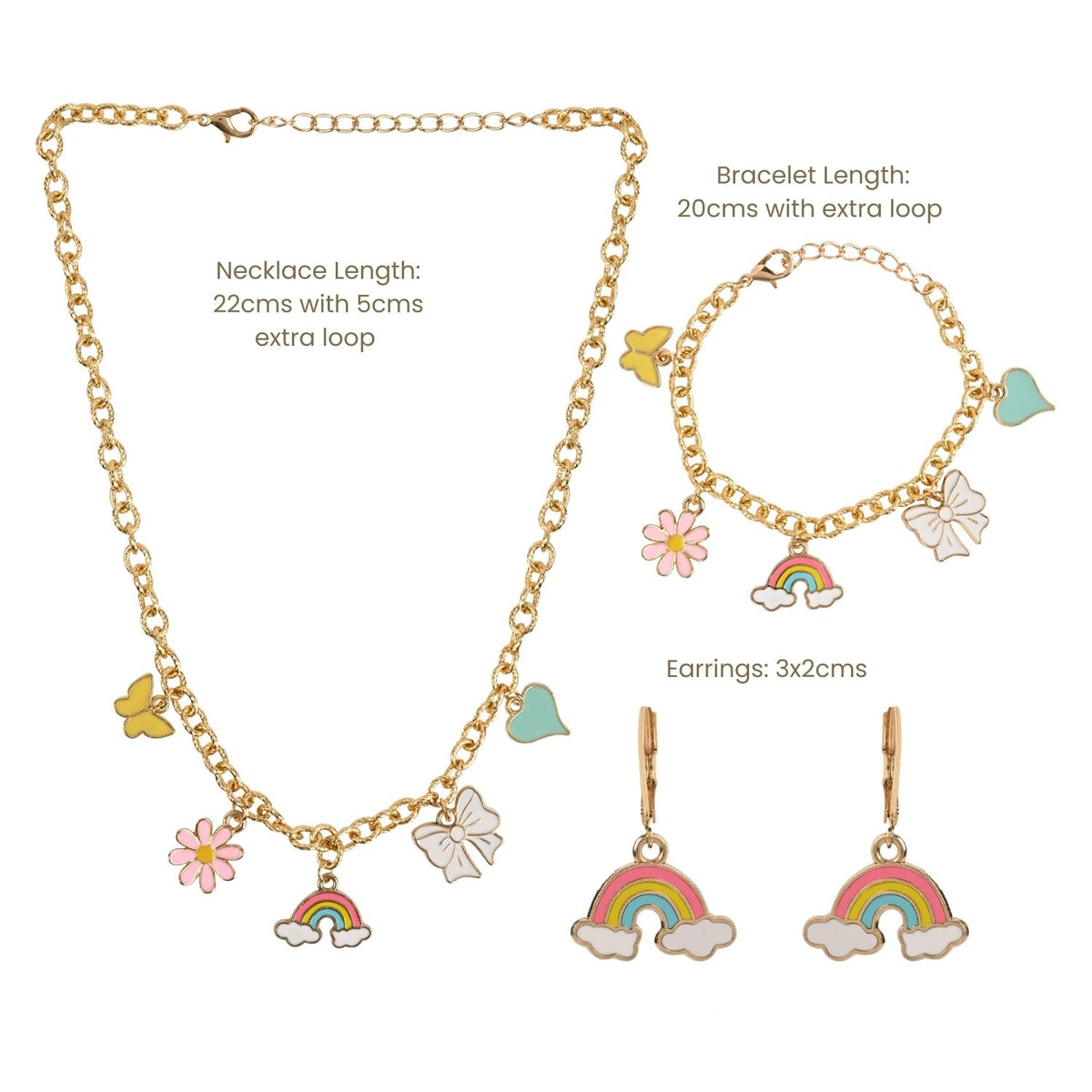 Multi Charm Bracelet Earrings & Necklace Gift Set for Sister