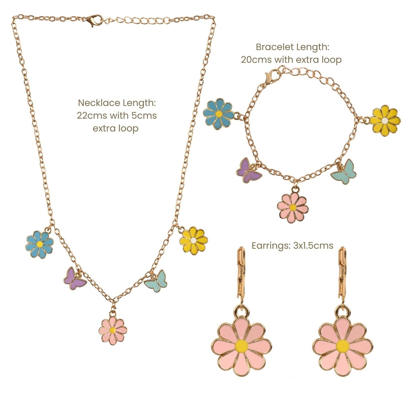 Charm Necklace Earrings & Bracelet Gift Set for Sister