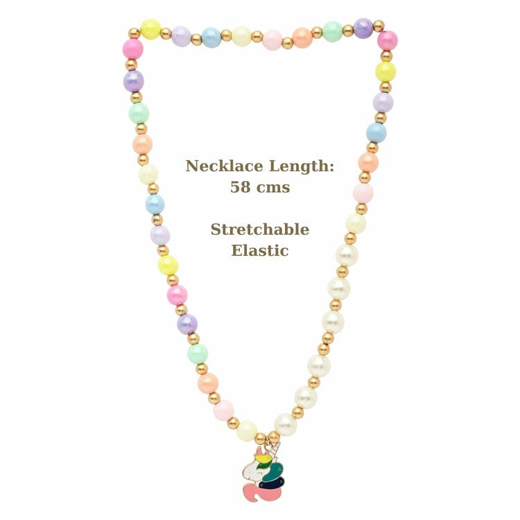 Unicorn Charm Beaded Necklace Bracelet Jewellery Set