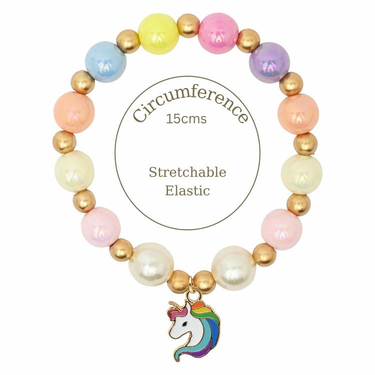 Unicorn Charm Beaded Necklace Bracelet Jewellery Set