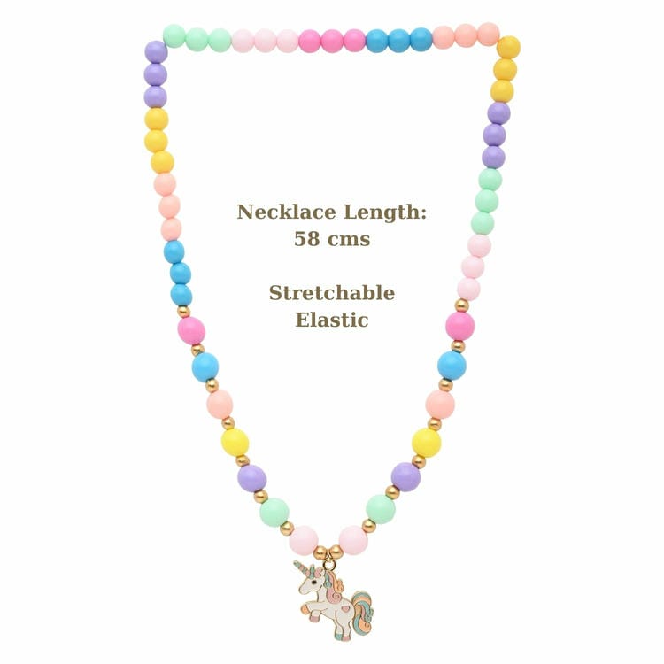 Flying Unicorn Charm Beaded Necklace Bracelet Jewellery Set