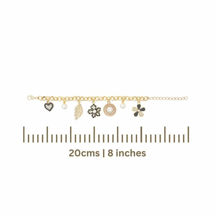 Multi-Charm Floral Chain Bracelet