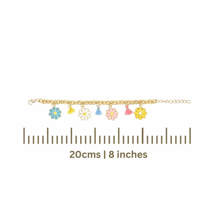 Multi-Charm Tassels Floral Chain Bracelet