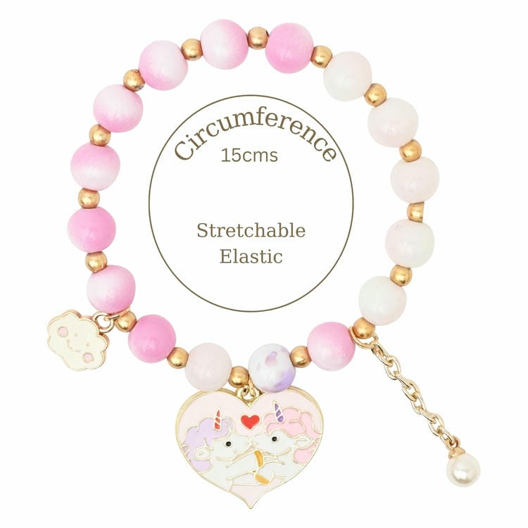 Heart Unicorn Charm Beaded Bracelet