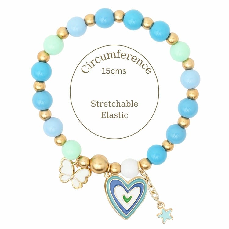 Heart Butterfly Charms Beaded Bracelet