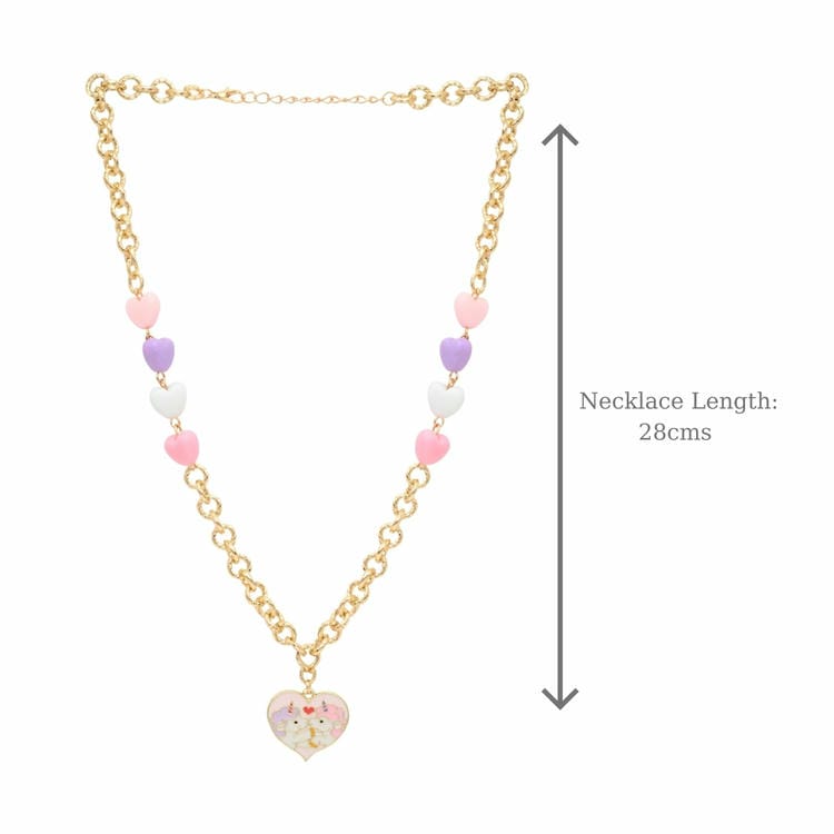 Heart Unicorn Charm Necklace Bracelet Jewellery Set