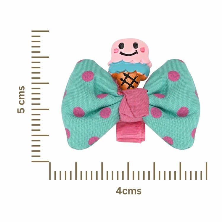 Set of 2 Smiling Ice-Cream Hair Clips with Beaded Bracelet Combo