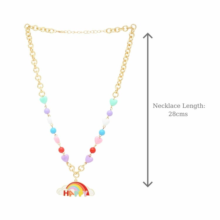 Happy Rainbow Charm Necklace Bracelet Jewellery Set