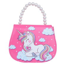 Load image into Gallery viewer, Pink Unicorn Sling Bag with Beaded Handle
