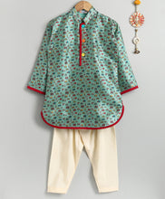 Load image into Gallery viewer, Blue Vehicles Kurta Pyjama Set for Boys
