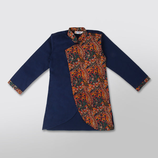 Blue Kurta Set with Kalamkari Print