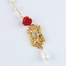 Load image into Gallery viewer, Fancy Diamond Stone Red Flower Maang Tikka
