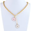 Pink & White Floral Charm Necklace