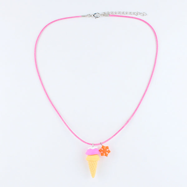 Ice-Cream Snow Flake Chain Necklace - Pink