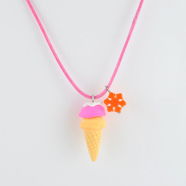 Ice-Cream Snow Flake Chain Necklace - Pink