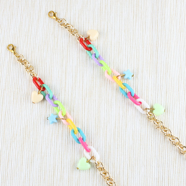 Hearts & Star Mask Chain for Kids [Girls] - Colourful