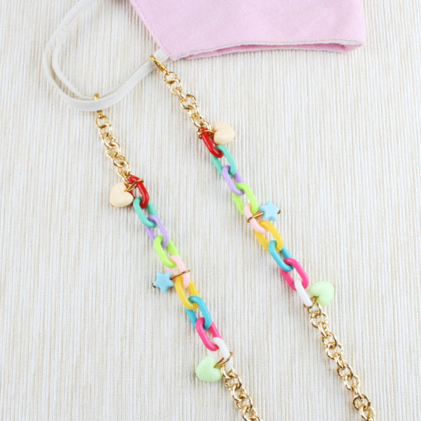 Hearts & Star Mask Chain for Kids [Girls] - Colourful