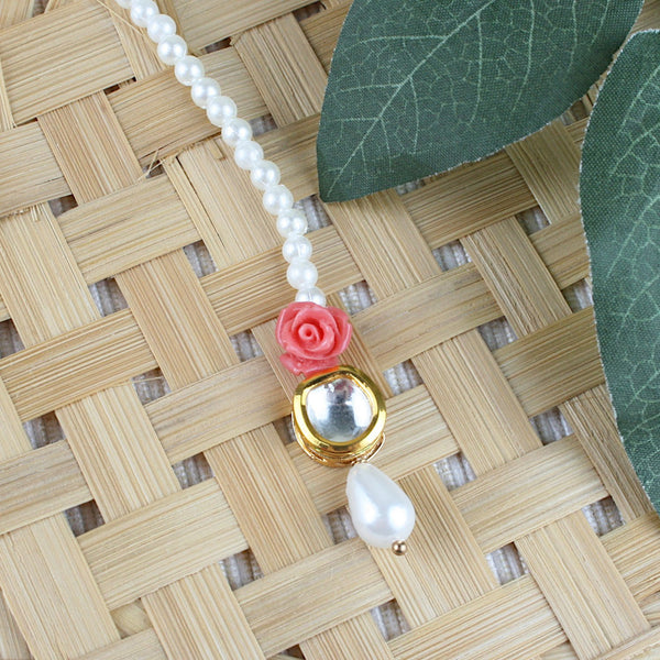Pink Rose Kundan Stone Maang Tikka