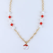 Load image into Gallery viewer, Christmas Santa Moon Necklace Earrings Set - Red &amp; White
