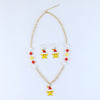 Christmas Star Necklace Earrings Set - Red & Yellow