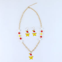 Load image into Gallery viewer, Christmas Star Necklace Earrings Set - Red &amp; Yellow
