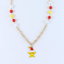 Load image into Gallery viewer, Christmas Star Necklace Earrings Set - Red &amp; Yellow
