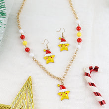 Load image into Gallery viewer, Christmas Star Necklace Earrings Set - Red &amp; Yellow
