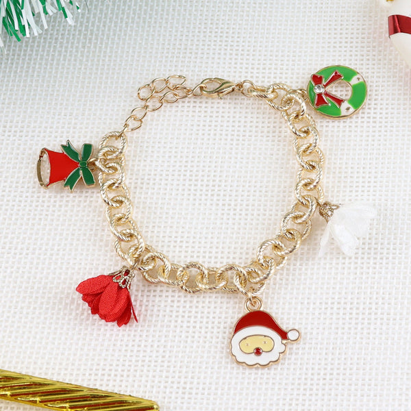 Christmas Santa Claus Chain Bracelet - Red & Green
