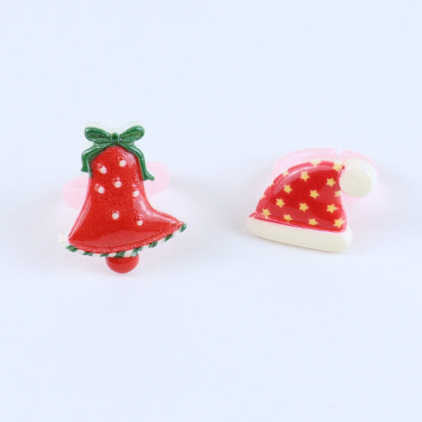Christmas Finger Rings [Set of 2] - Red