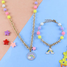 Load image into Gallery viewer, Rainbow Charm Necklace &amp; Bracelet Set - Purple

