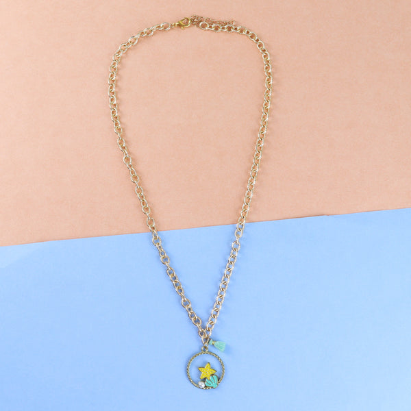 Seashell Star Charm Necklace - Green