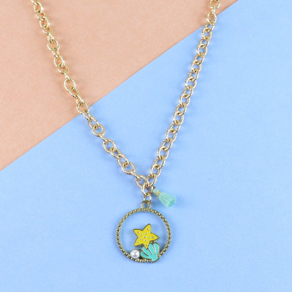 Seashell Star Charm Necklace - Green