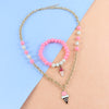 Ice-Cream Charm Bracelet & Necklace Set - Pink