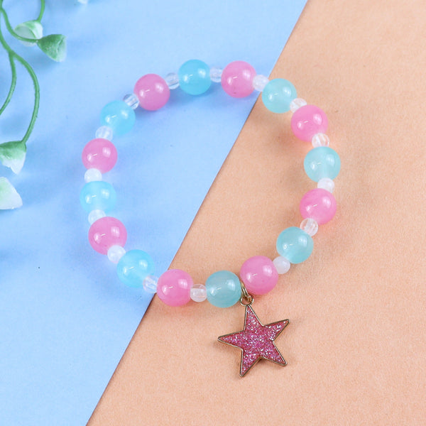 Star Charm Bracelet & Necklace Set - Pink