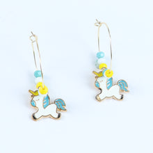 Load image into Gallery viewer, ac23-041-unicorn-charms-hoop-earrings-blue
