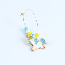 Load image into Gallery viewer, ac23-041-unicorn-charms-hoop-earrings-blue
