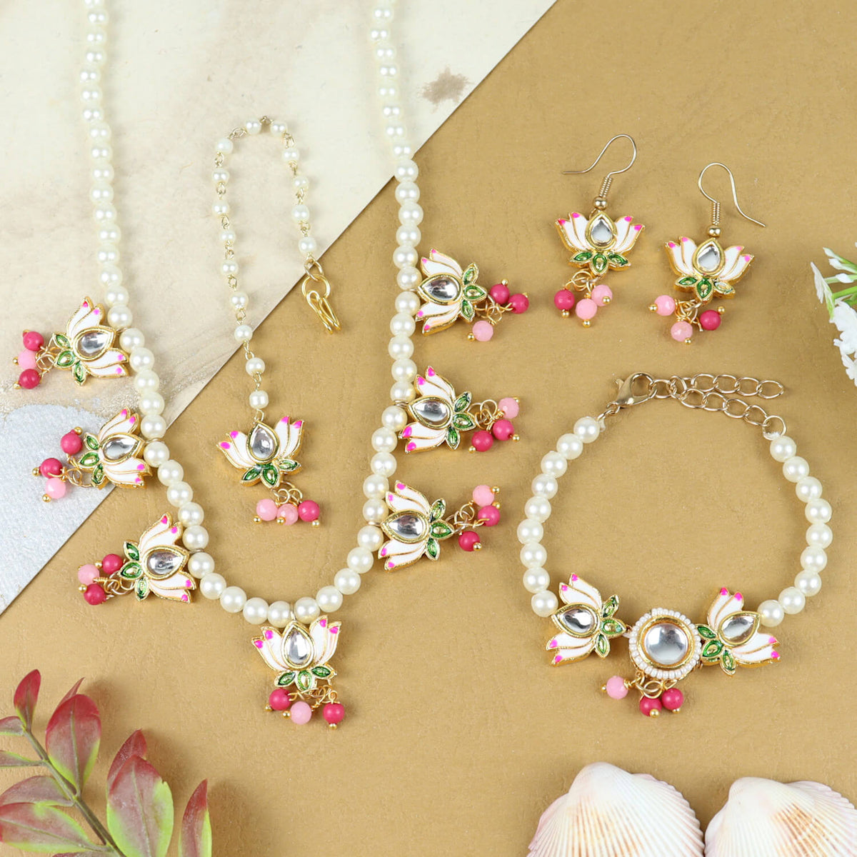 Explore exquisite ethnic jewelry for girls and add a touch of charm and elegance to their festive look. Shop for bracelets, necklace, earrings and jewellery sets. Light Weight. Comfort Fit. Value Buy. Product from Asthetika Kids. 