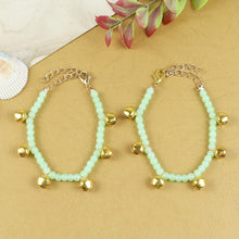Load image into Gallery viewer, ac23-081-ghungroo-beaded-anklets-set-of-2-green
