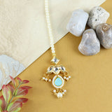 Kundan Studded Handcrafted Maang Tikka for Girls Blue