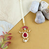 Kundan Studded Handcrafted Maang Tikka for Girls Red