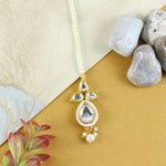 Kundan Studded Handcrafted Maang Tikka for Girls White
