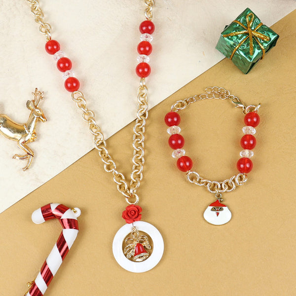 Santa Claus Christmas Bells Jewellery Set  Red::White