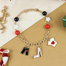 Load image into Gallery viewer, Fashion Icon Charms Chain Bracelet Red::White::Black
