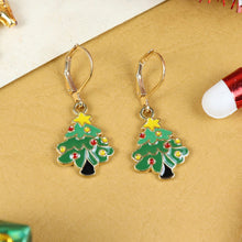Load image into Gallery viewer, Christmas Tree Charms Drop Earrings Green
