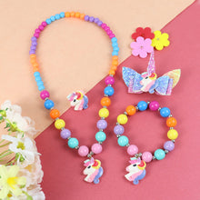 Load image into Gallery viewer, Unicorn Beaded Jewellery Set - Pink, Blue, Orange, Yellow
